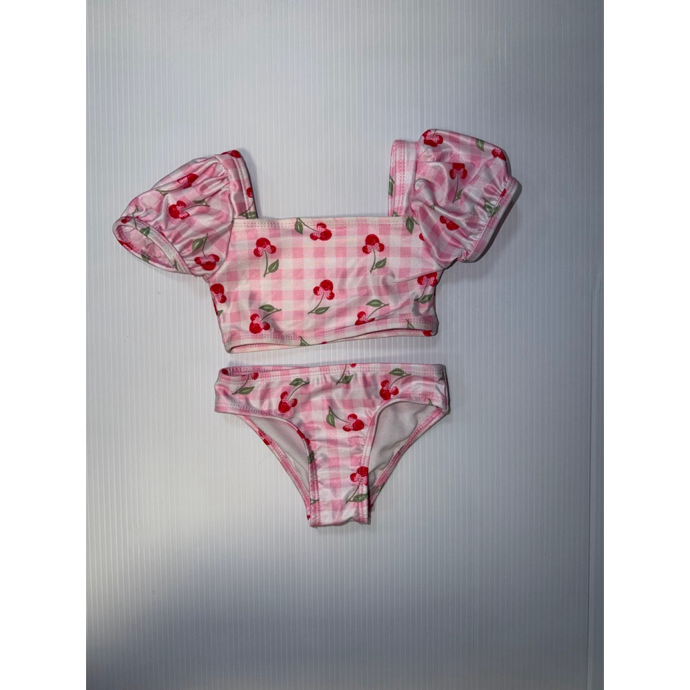 Baby Girl swim Disney Junior Minnie Bikini 12 Months Pink Red Cherry Gingham - Picture 7 of 10